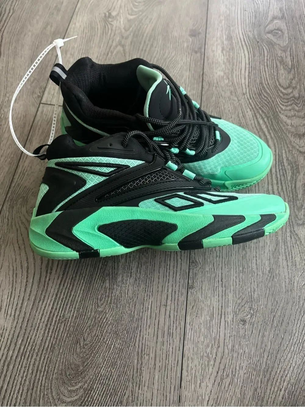 Reebok woman’s High-Top Athletic Sneakers in Mint Green and Black